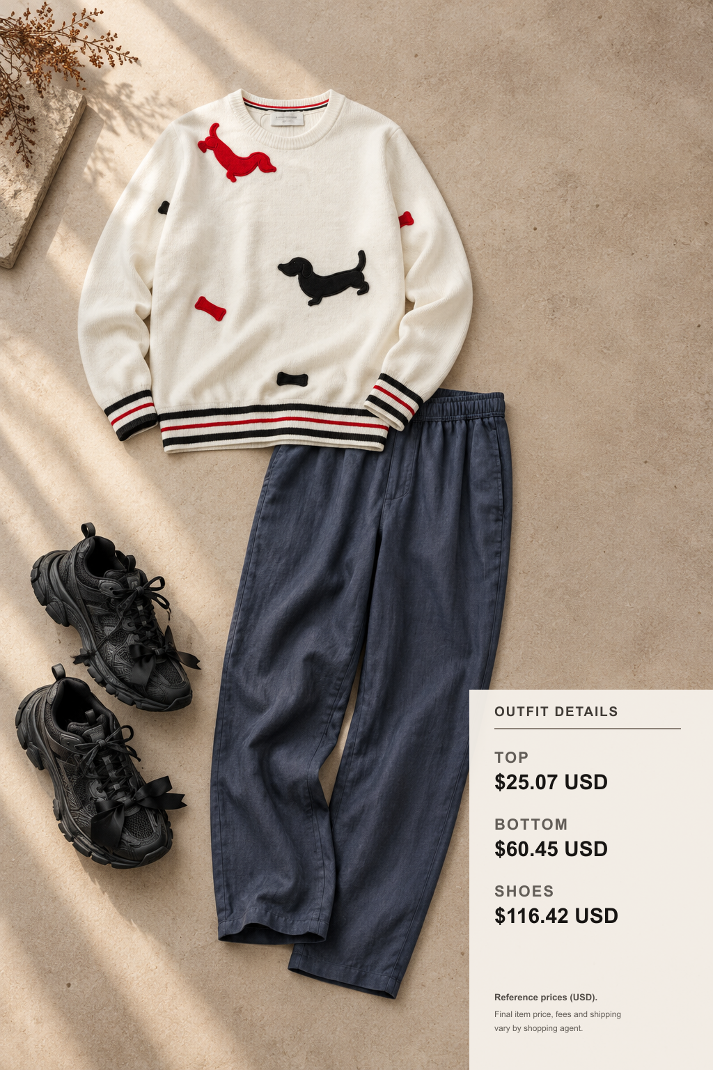 Thom Browne Cardigan with Trousers and Loafers