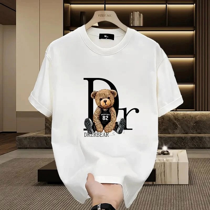 Dior Bear Graphic White T-Shirt Review: Loose Cotton Fit, Hot-Transfer Print