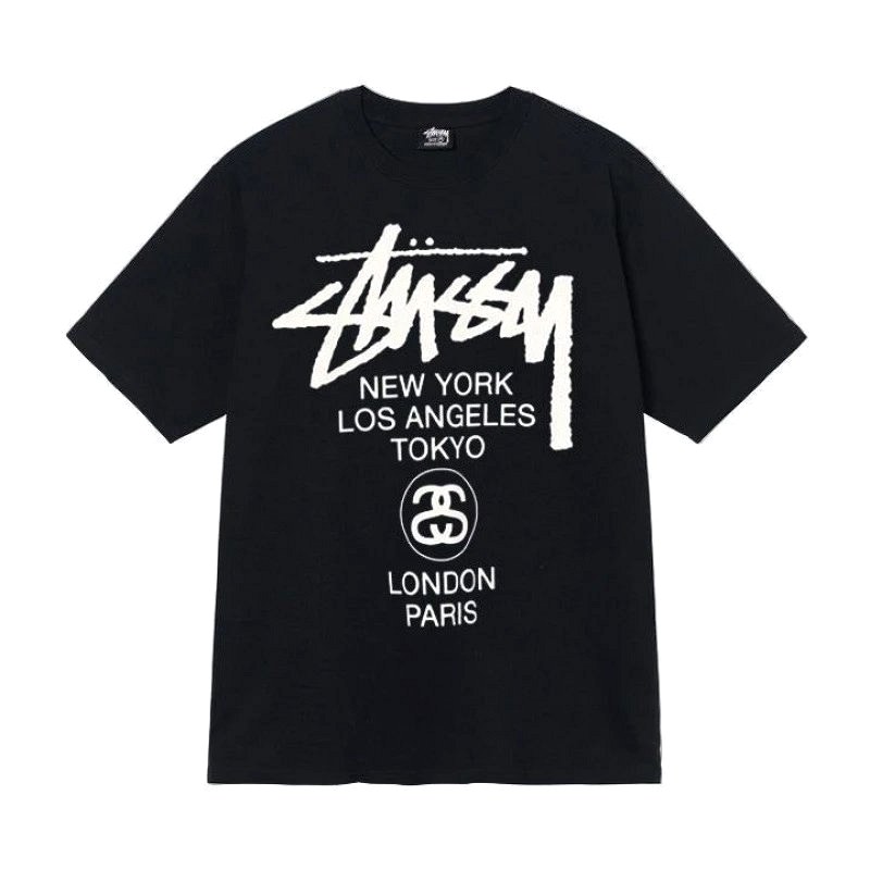Stussy Letter-Print Black Tee Review: 250–300 gsm Cotton, Loose Cut
